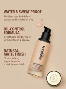 SHEGLAM - Complexion Pro Long Lasting Breathable Matte Foundation-Wheat Matte Sweat-proof Foundation Oil Control Full Coverage Pore-less Concealer Waterproof Flawless - My Store