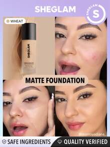 SHEGLAM - Complexion Pro Long Lasting Breathable Matte Foundation-Wheat Matte Sweat-proof Foundation Oil Control Full Coverage Pore-less Concealer Waterproof Flawless - My Store
