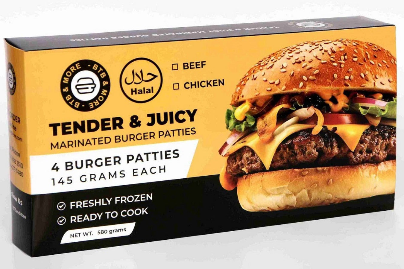 Btb & More Marinated Burger Patties Beef 4s