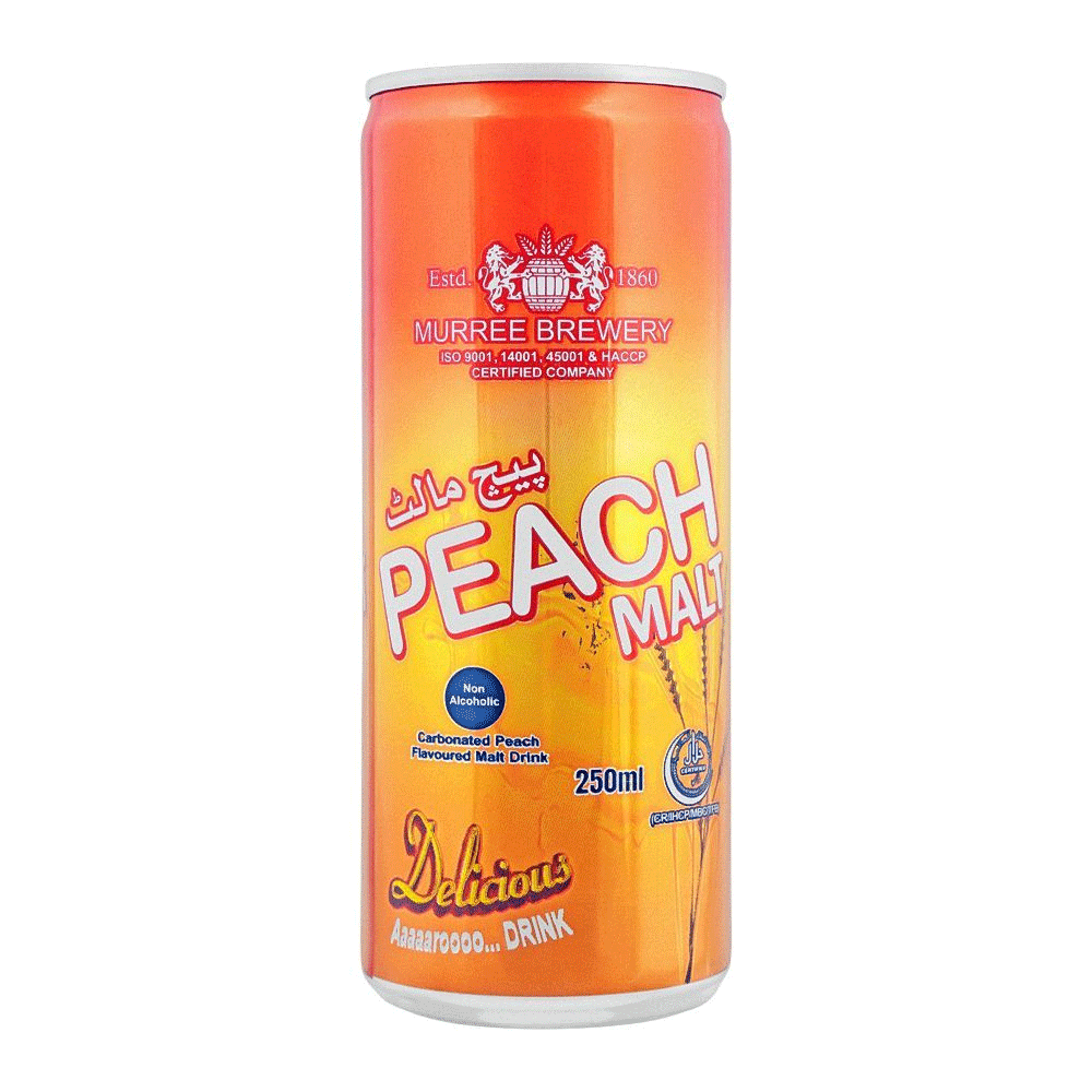 Murree Brewery Peach Malt Can 245ml - Snapcart.pk