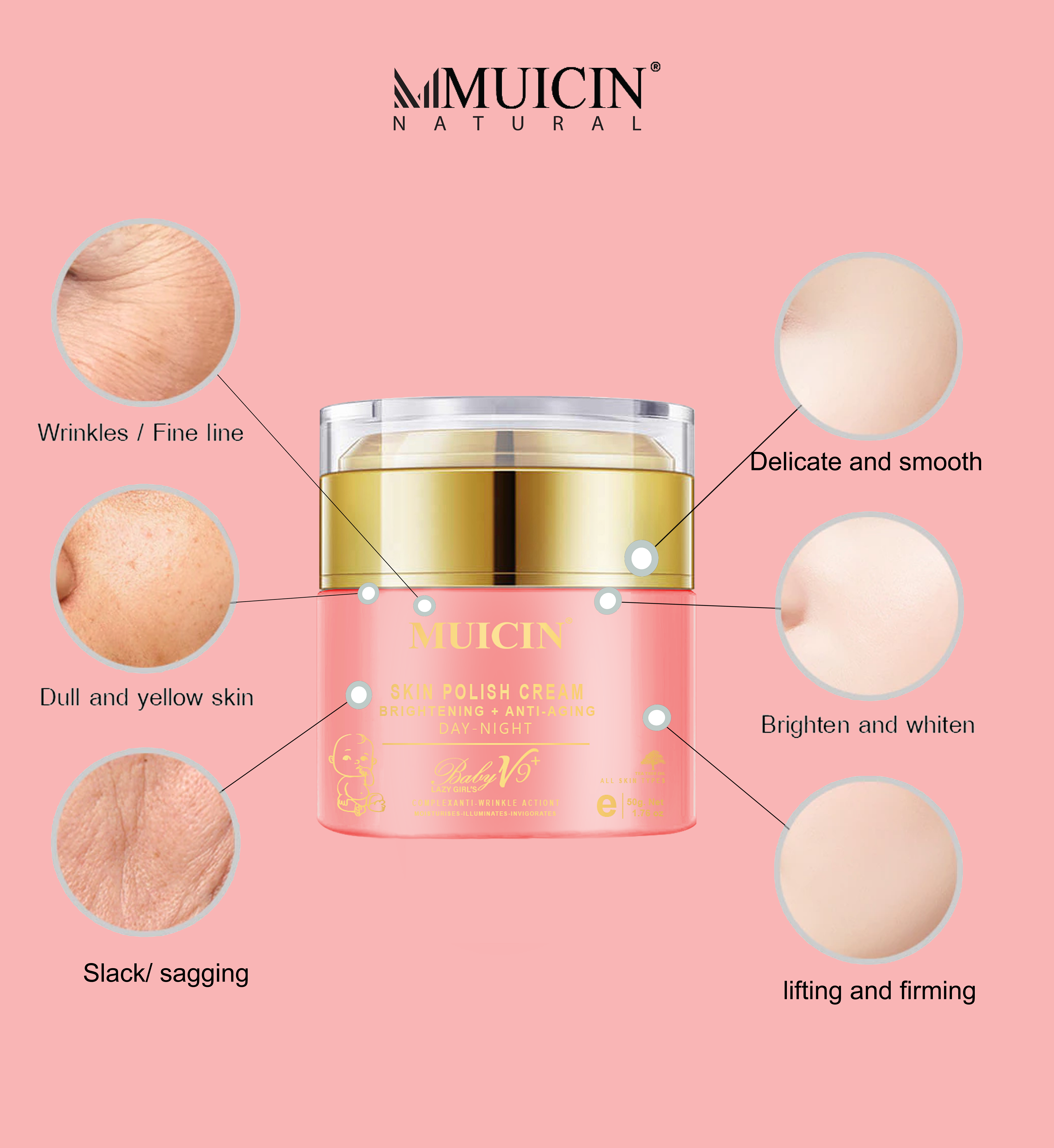 MUICIN - Baby V9 Jar Lazy Girl’s Skin Polish Cream - 50g - My Store
