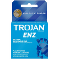 Trojan Condom Enz Classic Premium Lubricant 3Ct