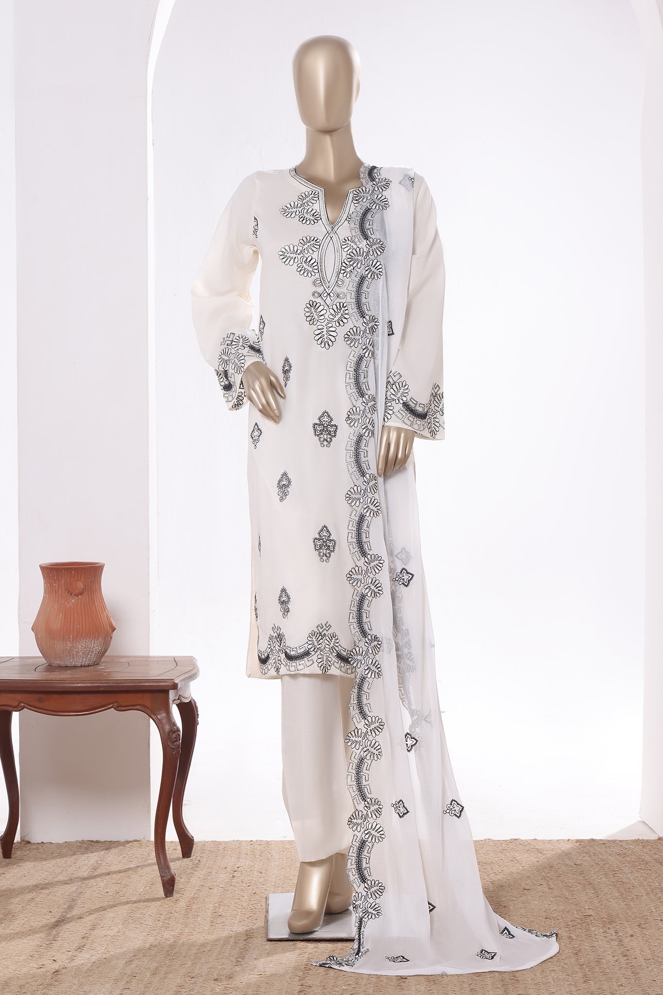 Khombi Stitched 3 Piece Luxury Cotton Suit-195-C