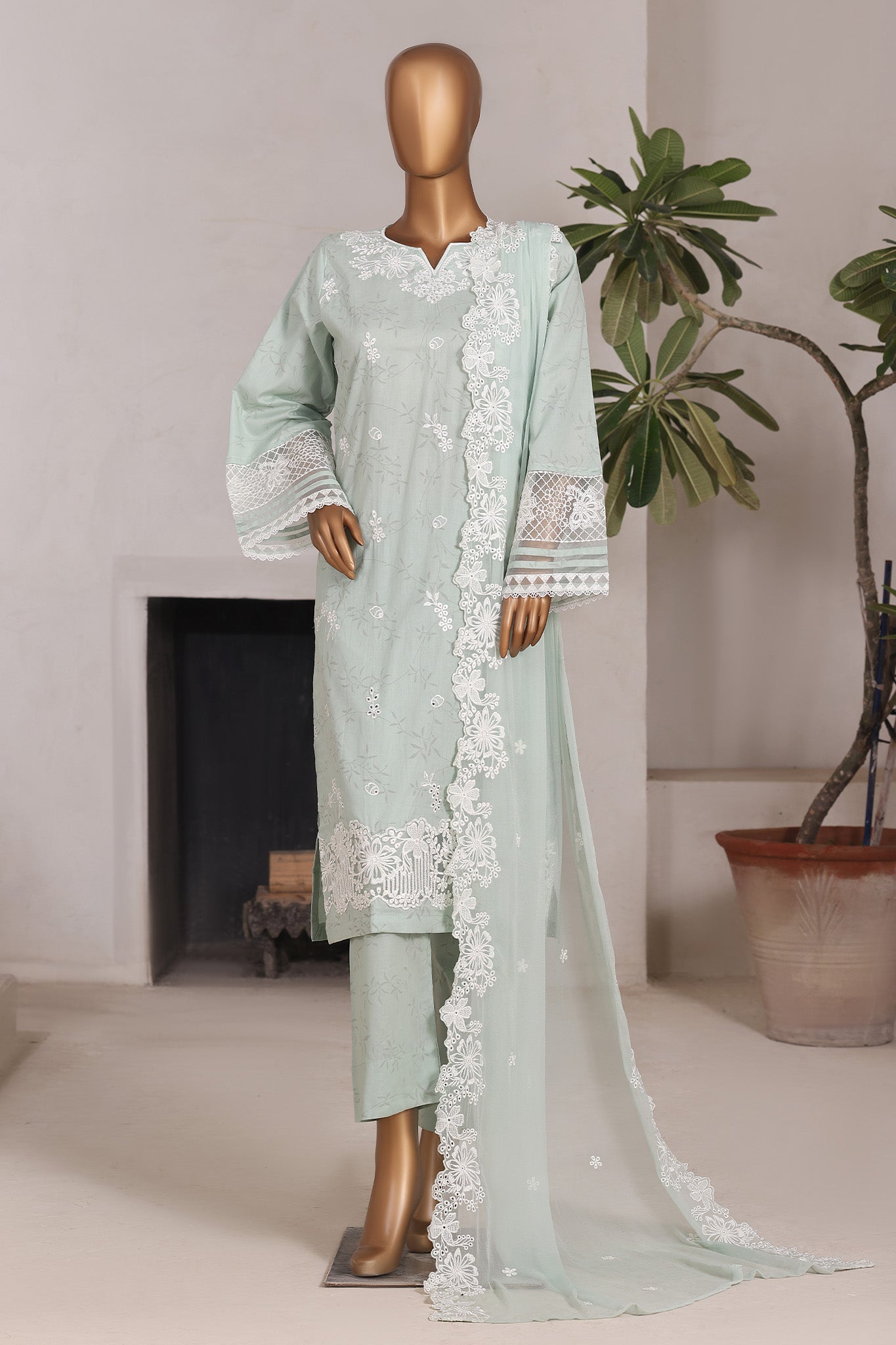Khombi Stitched 3 Piece Luxury Cotton Suit-198-AG-Kari Patta