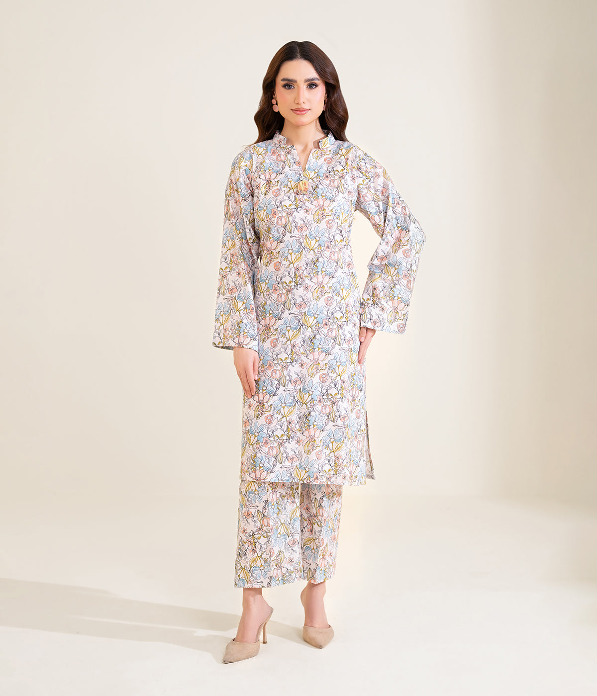 Sinopia Stitched 2 Piece Summer Women Suit-SS26-026-Off White