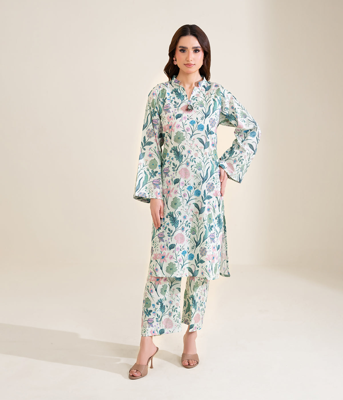 Sinopia Stitched 2 Piece Summer Women Suit-SS26-027-C Green