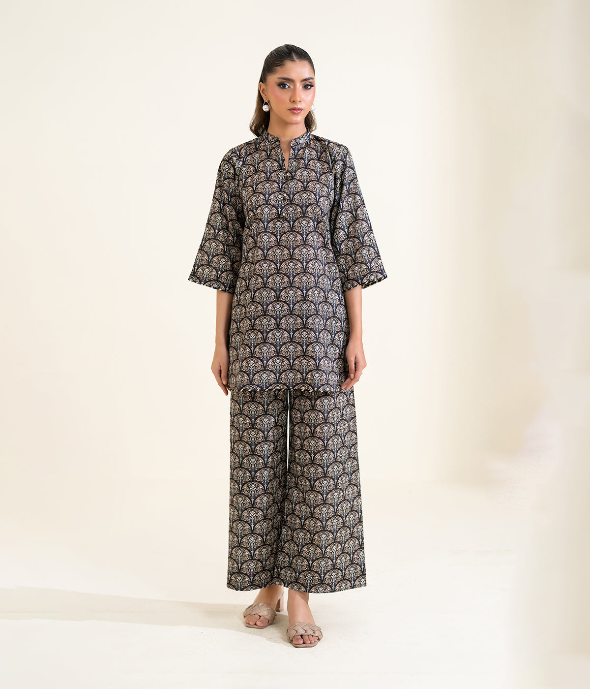 Sinopia Stitched 2 Piece Summer Women Suit-SS26-046-Black