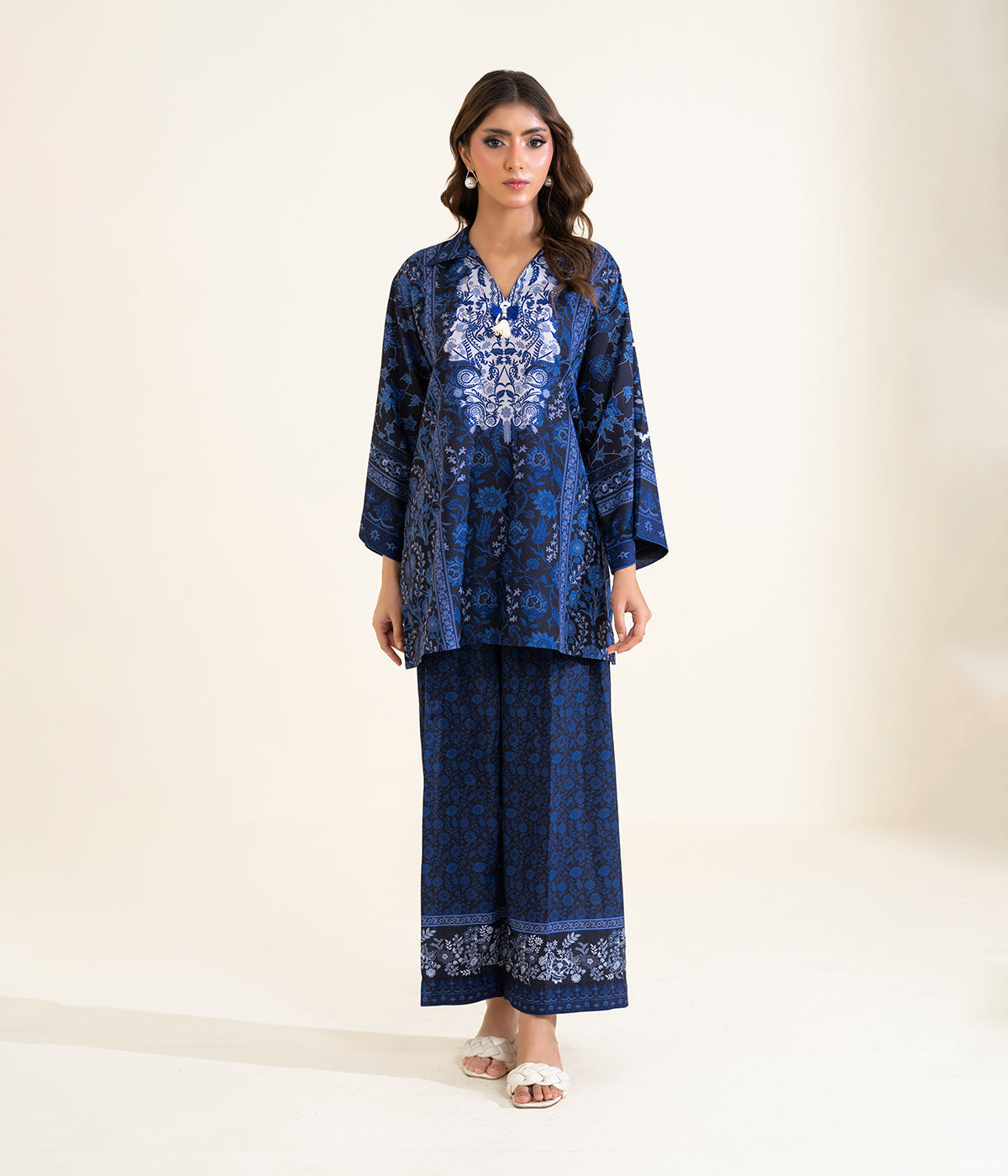 Sinopia Stitched 2 Piece Summer Women Suit-SS26-022-Dark Blue