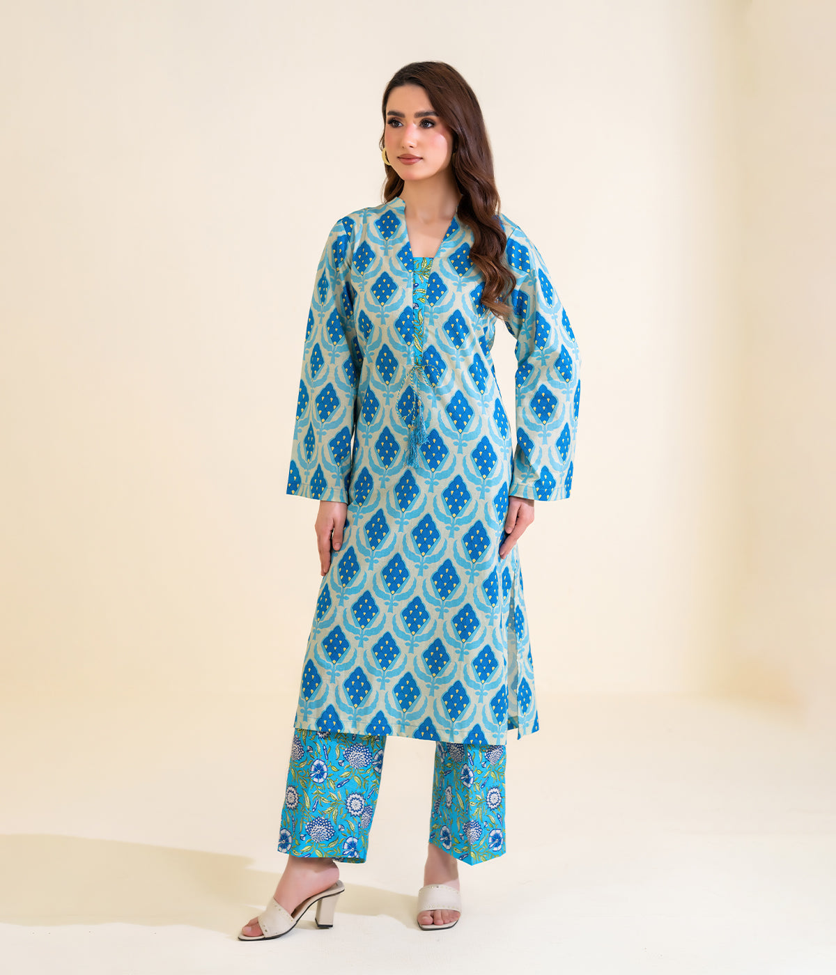 Sinopia Stitched 2 Piece Summer Women Suit-SS26-010-Sky Blue