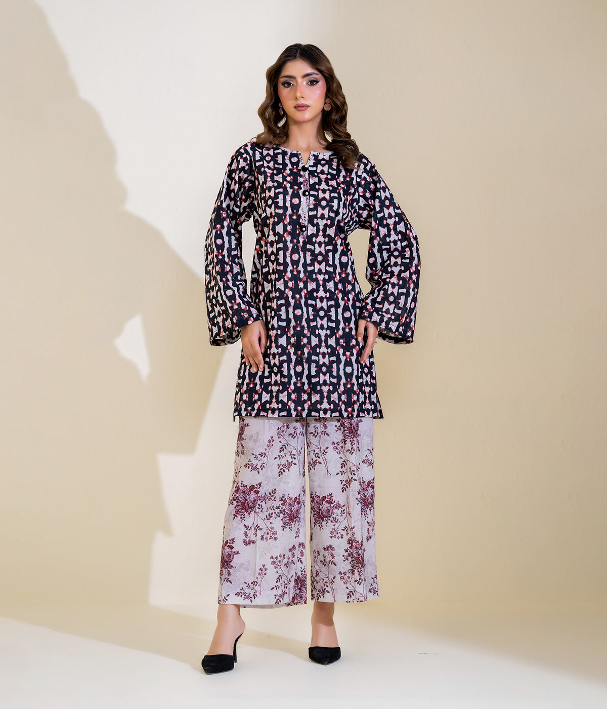 Sinopia Stitched 2 Piece Summer Women Suit-SS26-043-Black