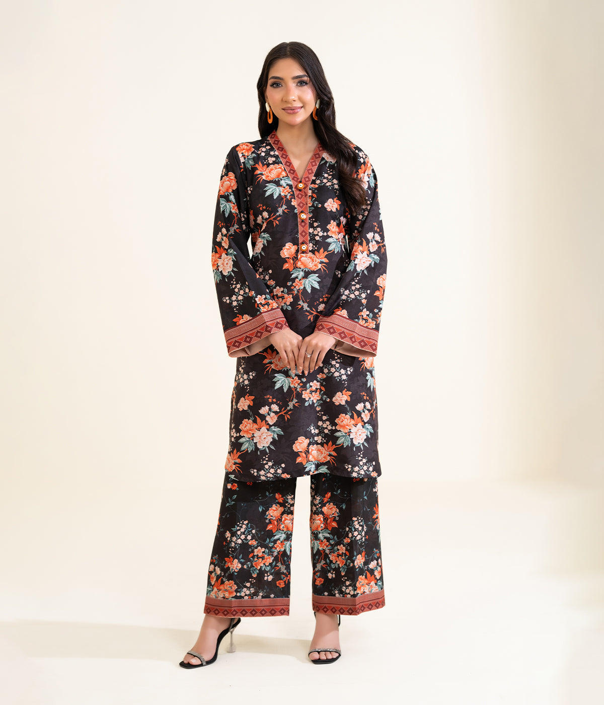 Sinopia Stitched 2 Piece Summer Women Suit-SS26-024-Black