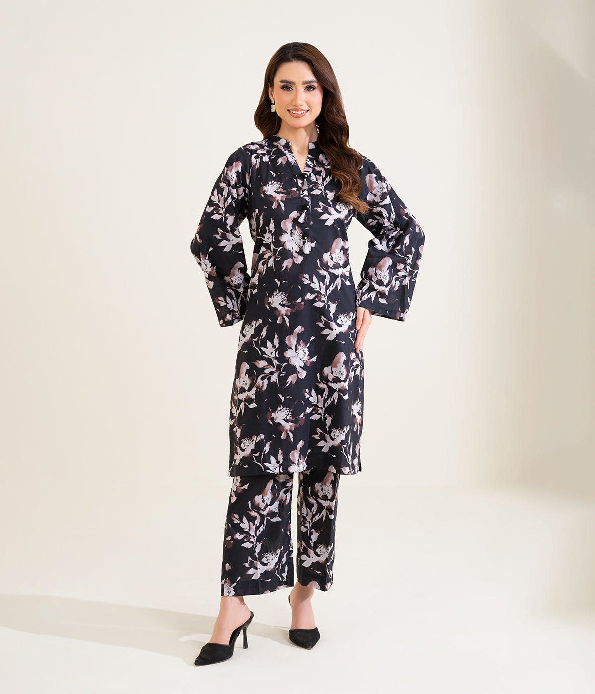 Sinopia Stitched 2 Piece Summer Women Suit-SS26-011-Black