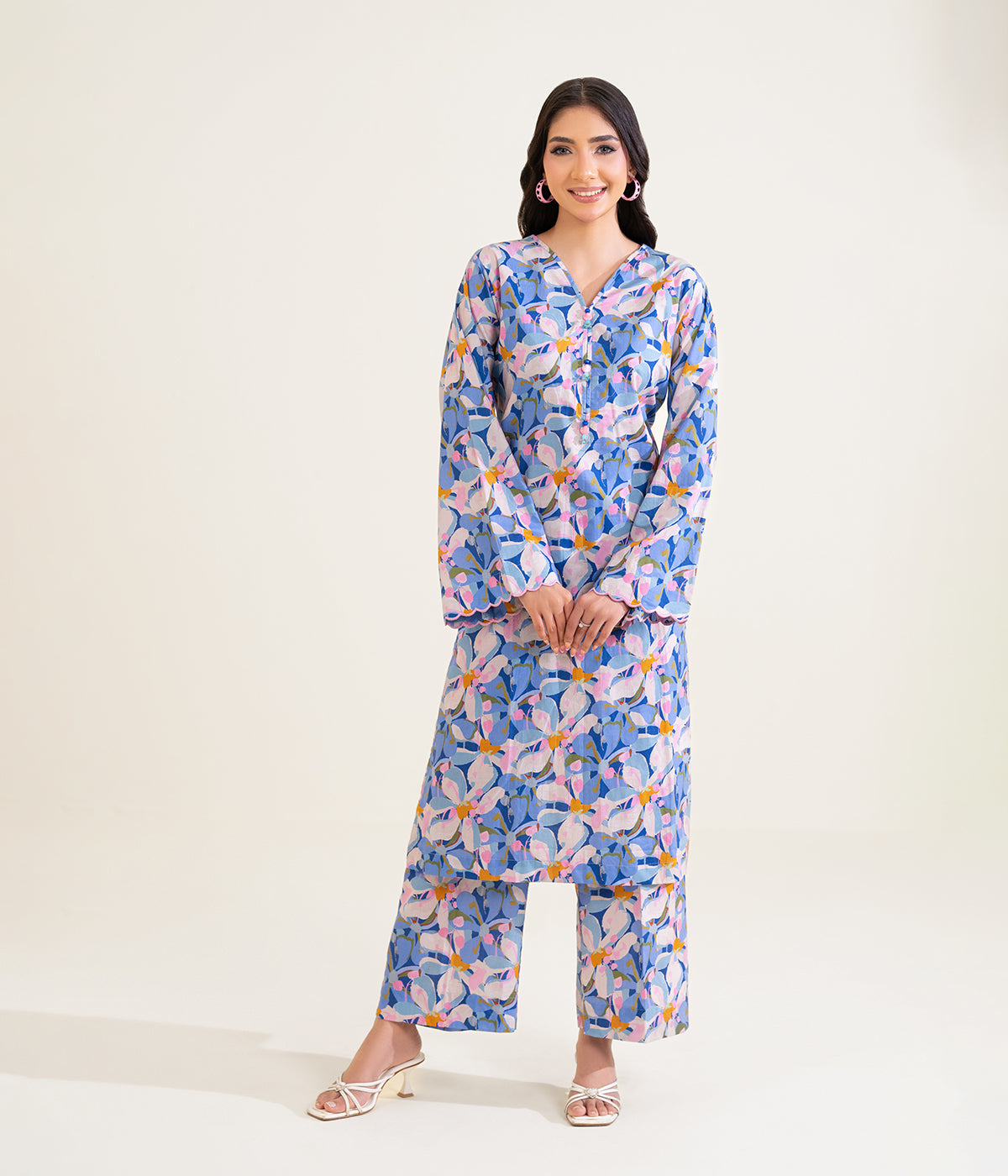 Sinopia Stitched 2 Piece Summer Women Suit-SS26-021-L/Purple