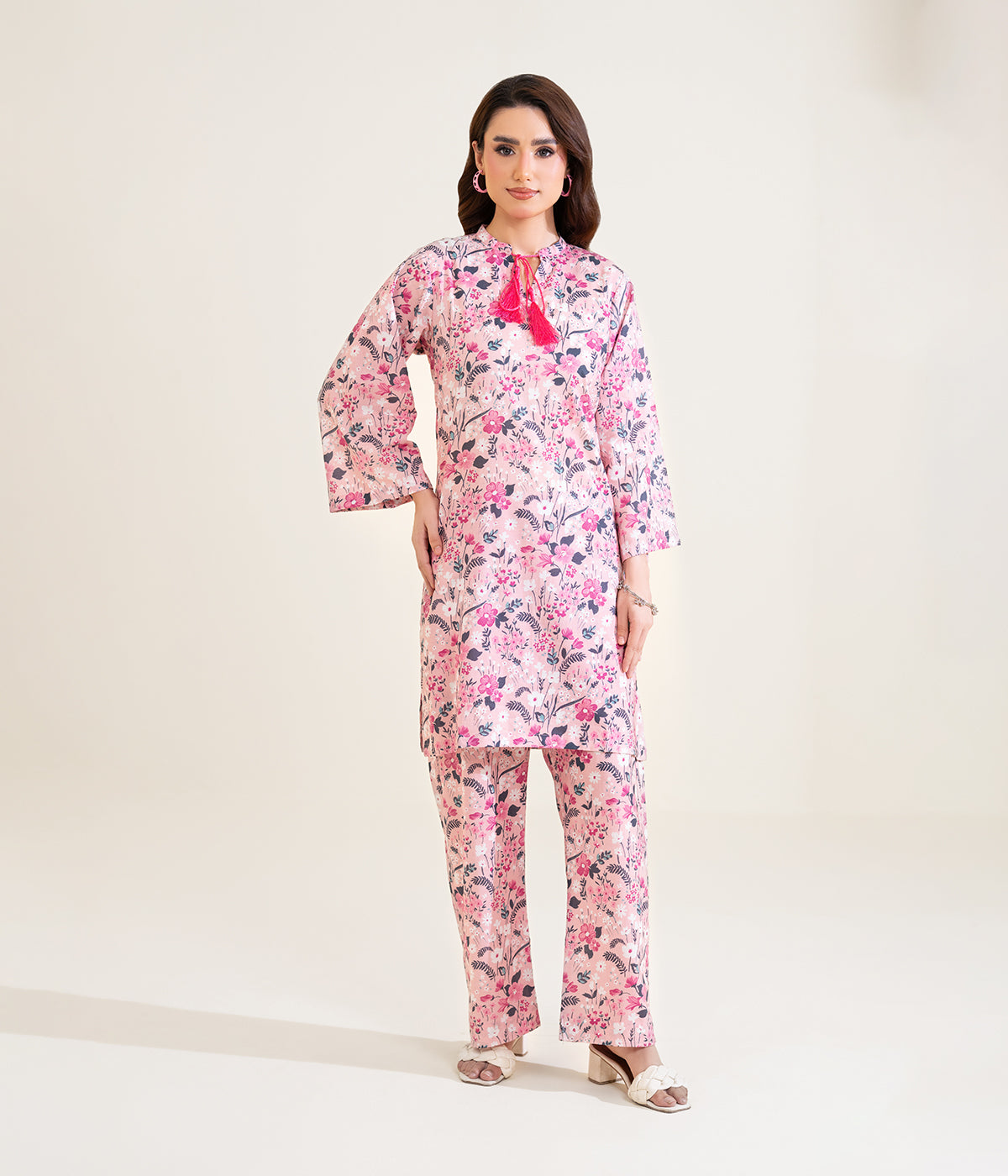 Sinopia Stitched 2 Piece Summer Women Suit-SS26-007-Pink