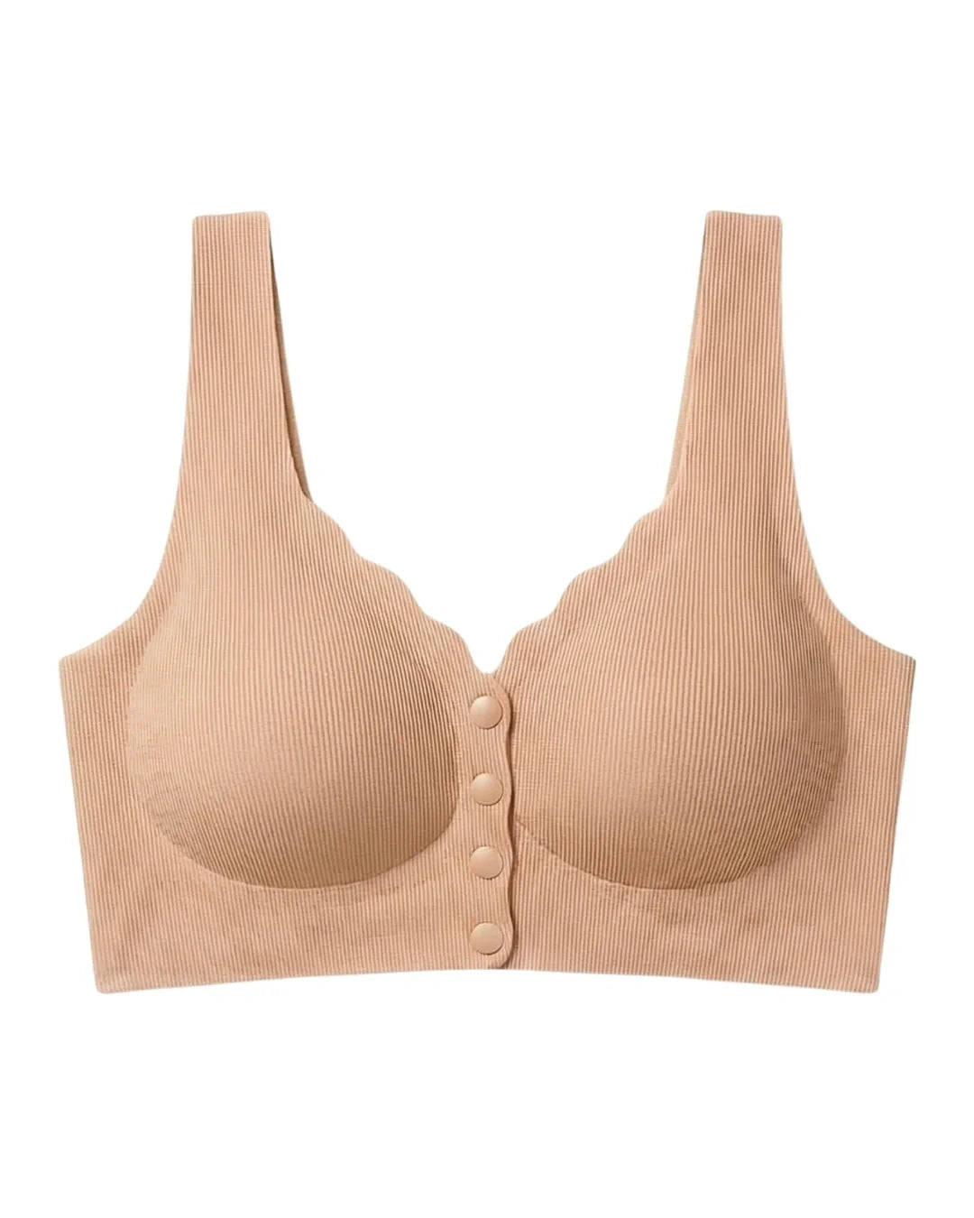 Seamless Front-Button Bra - Roselle Ribbed - Skin