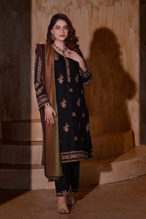 Aayra Stitched Winter Collection'2025-AY1143 - Smoky Black 3Pc