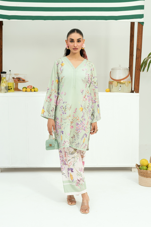 Raha By Amal Stitched Co Ords Cambric Vol-01 Collection'2025-Lime