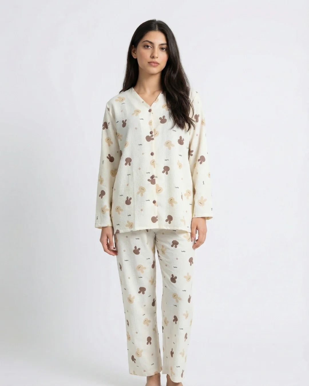 Summer Crinkled Pajama Suit - Bunny Charm