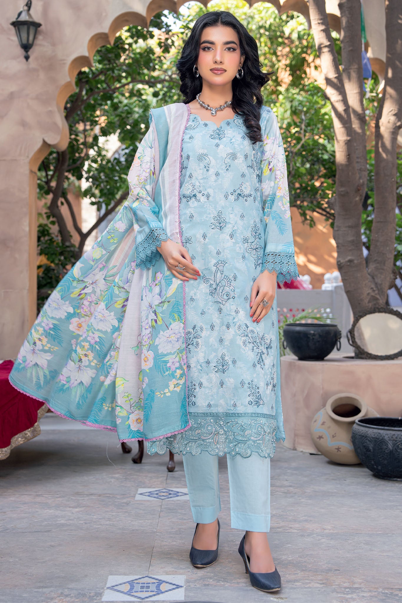 Rut Rang By Riaz Arts Unstitched 3 Piece Digital Print Emb Suit-D-01