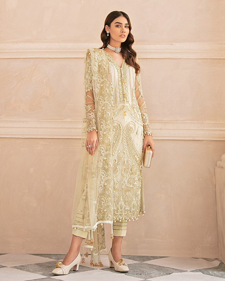 Mirabella By Gulaal Unstitched 3 Piece Eid Suit-Crystalline Embroidered Net 4-Piece Suit MG-05