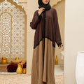 Hijabi.Pk Bicolor Front Open Abaya Brown & Beige