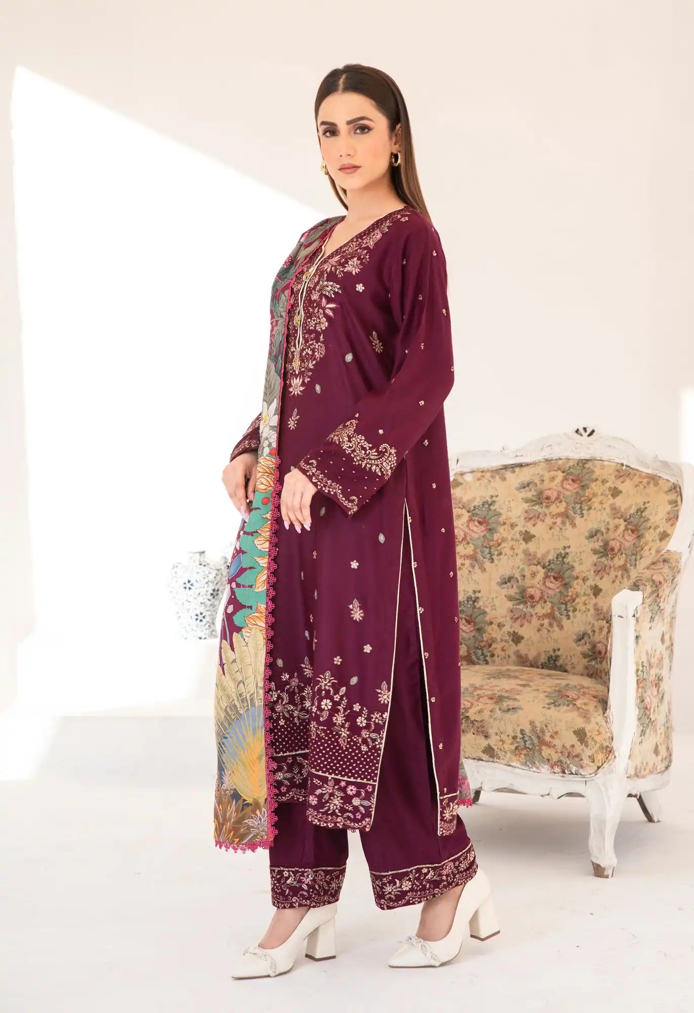 Dilkash By Inara Stitched 3 Piece Winter Suit-FLORIA DR-05