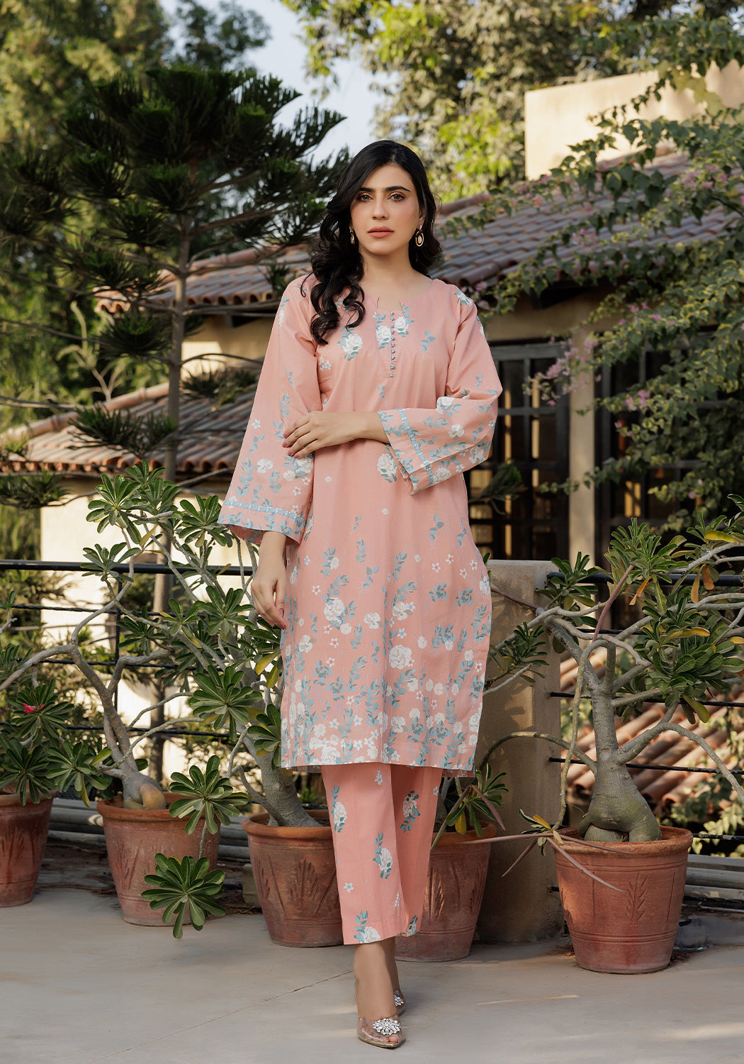 Zarasi.Pk Stitched 2 Piece Printed Lawn Collection'2025-Peach Whisper
