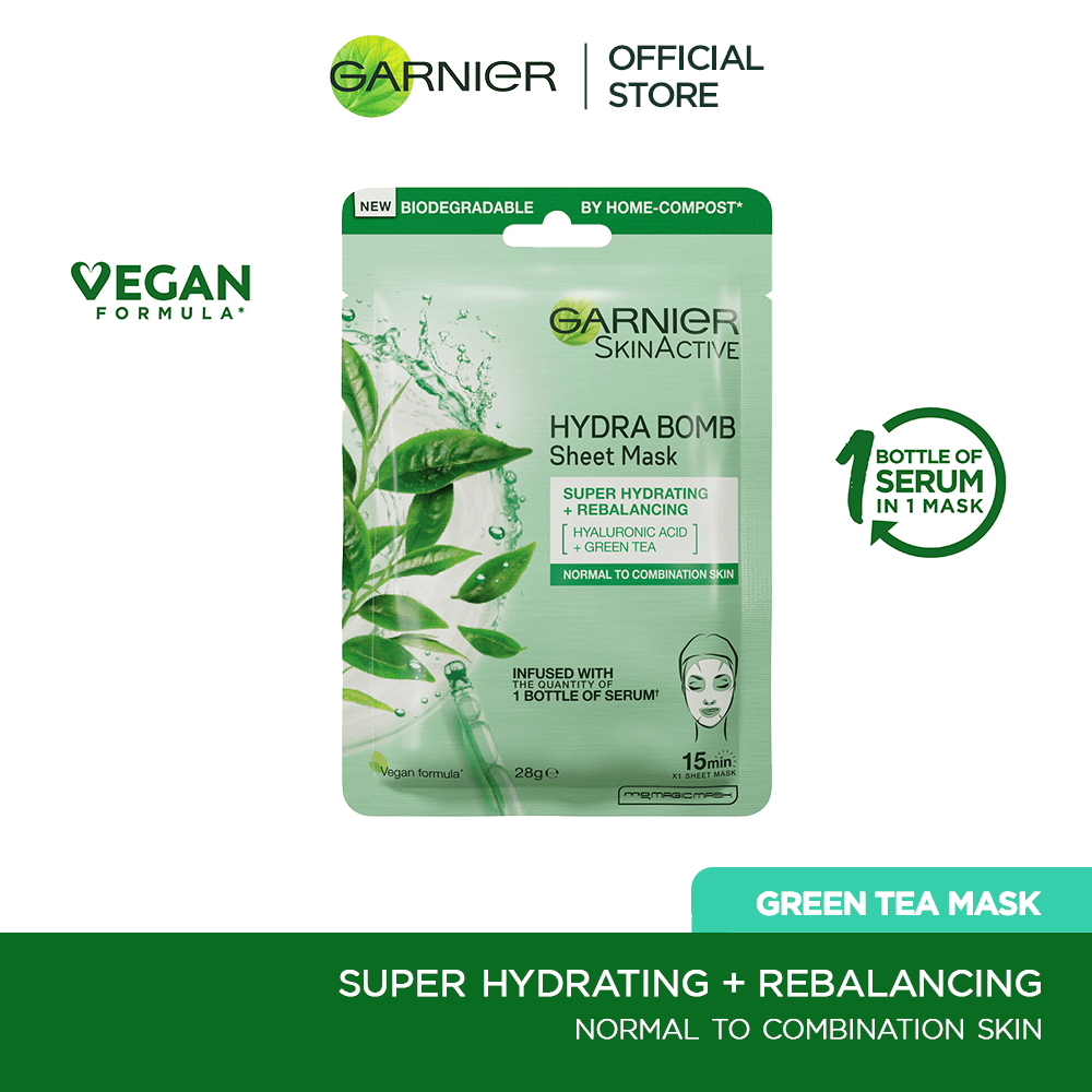 Garnier Skin Active Hydra Bomb Green Tea Tissue Face Mask, 28G - My Store