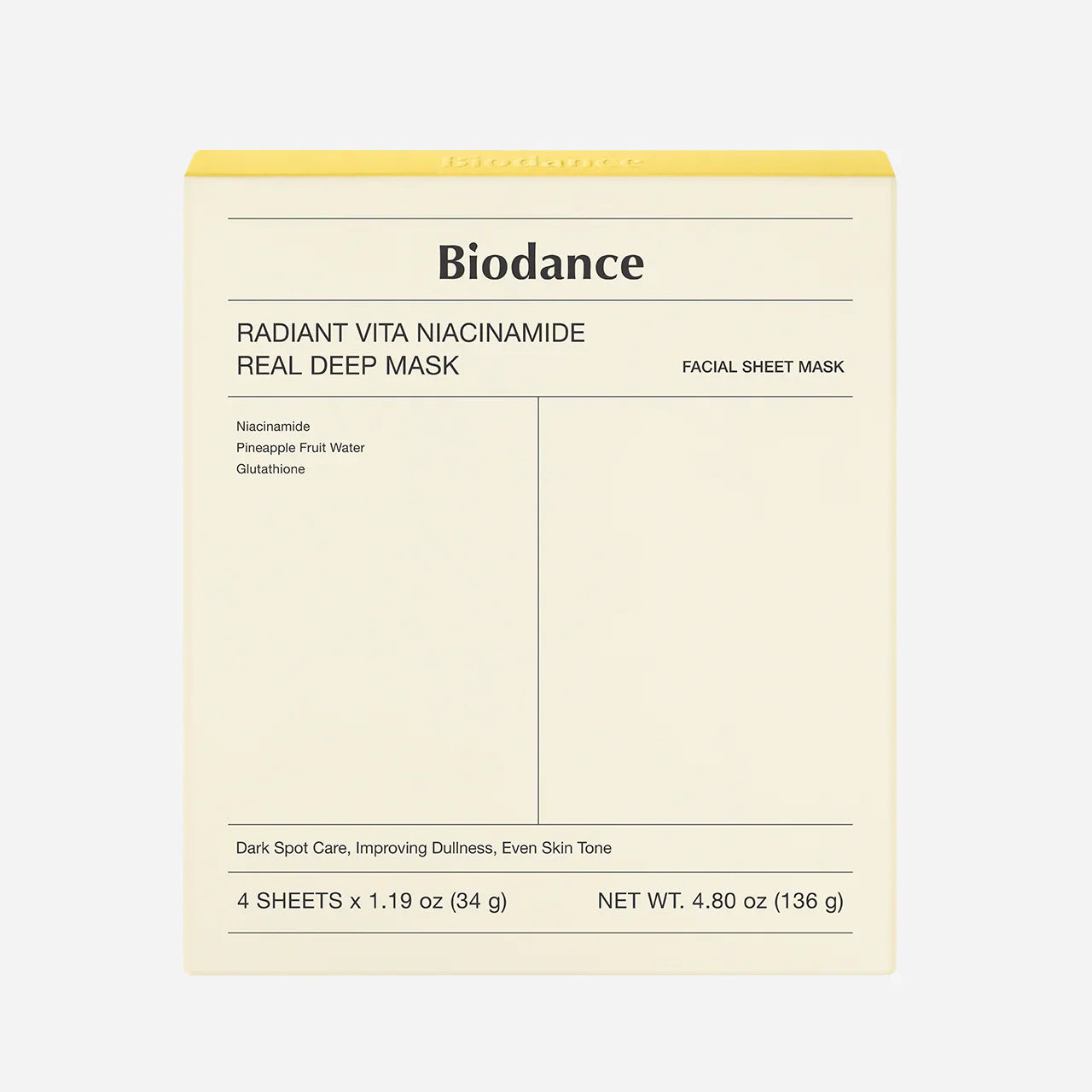 Biodance - Radiant Vita Niacinamide Real Deep Mask 34g