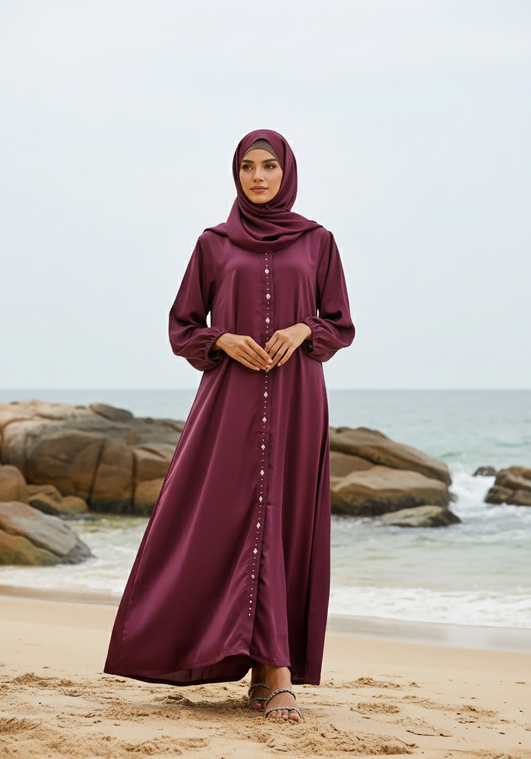 Hijabi.Pk Royal Plum Abaya