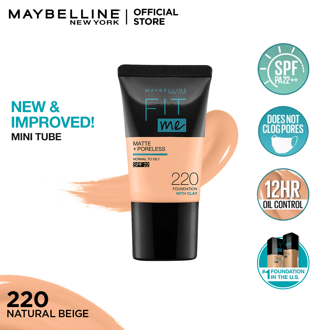 Maybelline Fit Me Foundation Matte and Poreless 18ml Tube 220 Natural Beige