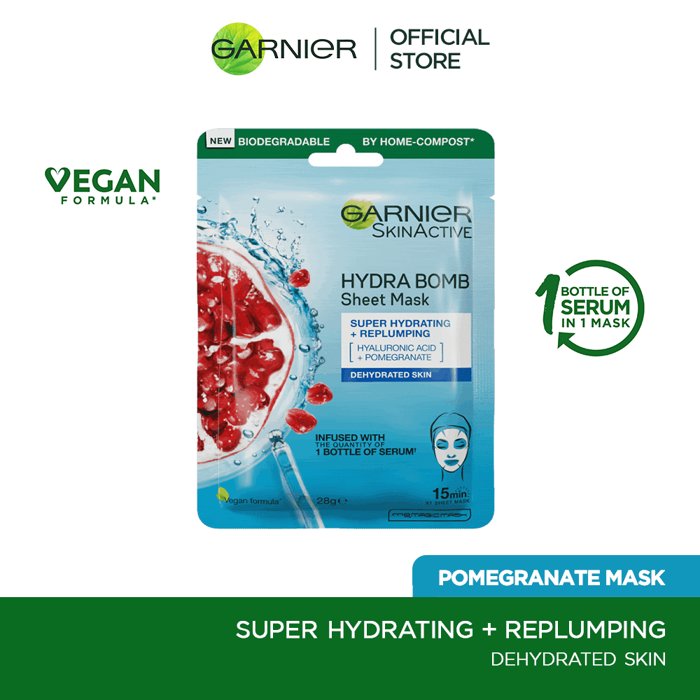 Garnier Skin Active Hydra Bomb Pomegranate Tissue Face Mask, Hydrating And Replenishing 28G - My Store