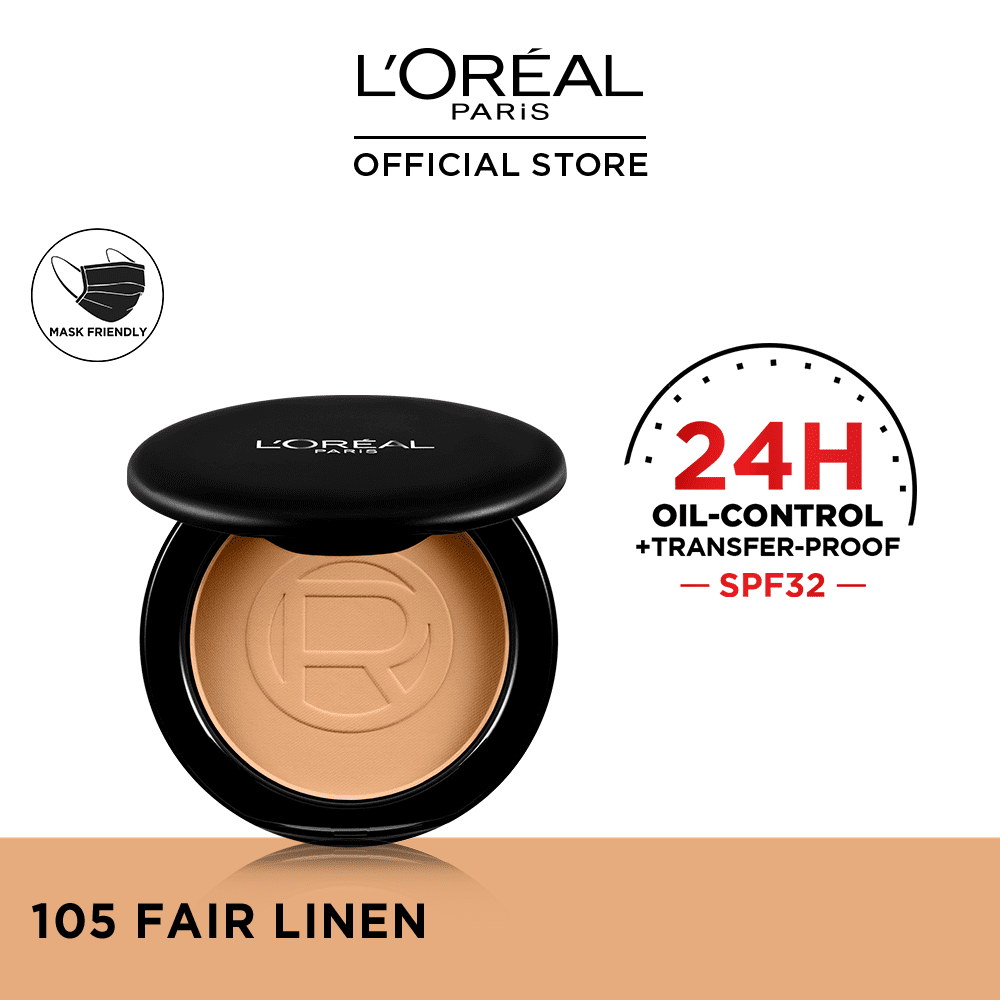 L'Oreal Paris- Infallible 24H Oil Killer High Coverage Powder, 105 Fair Linen