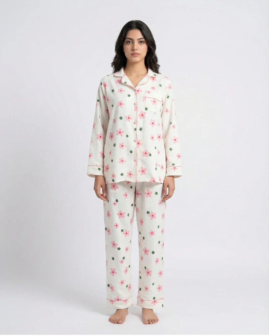 Summer Crinkled Pajama Suit - Floral Glam