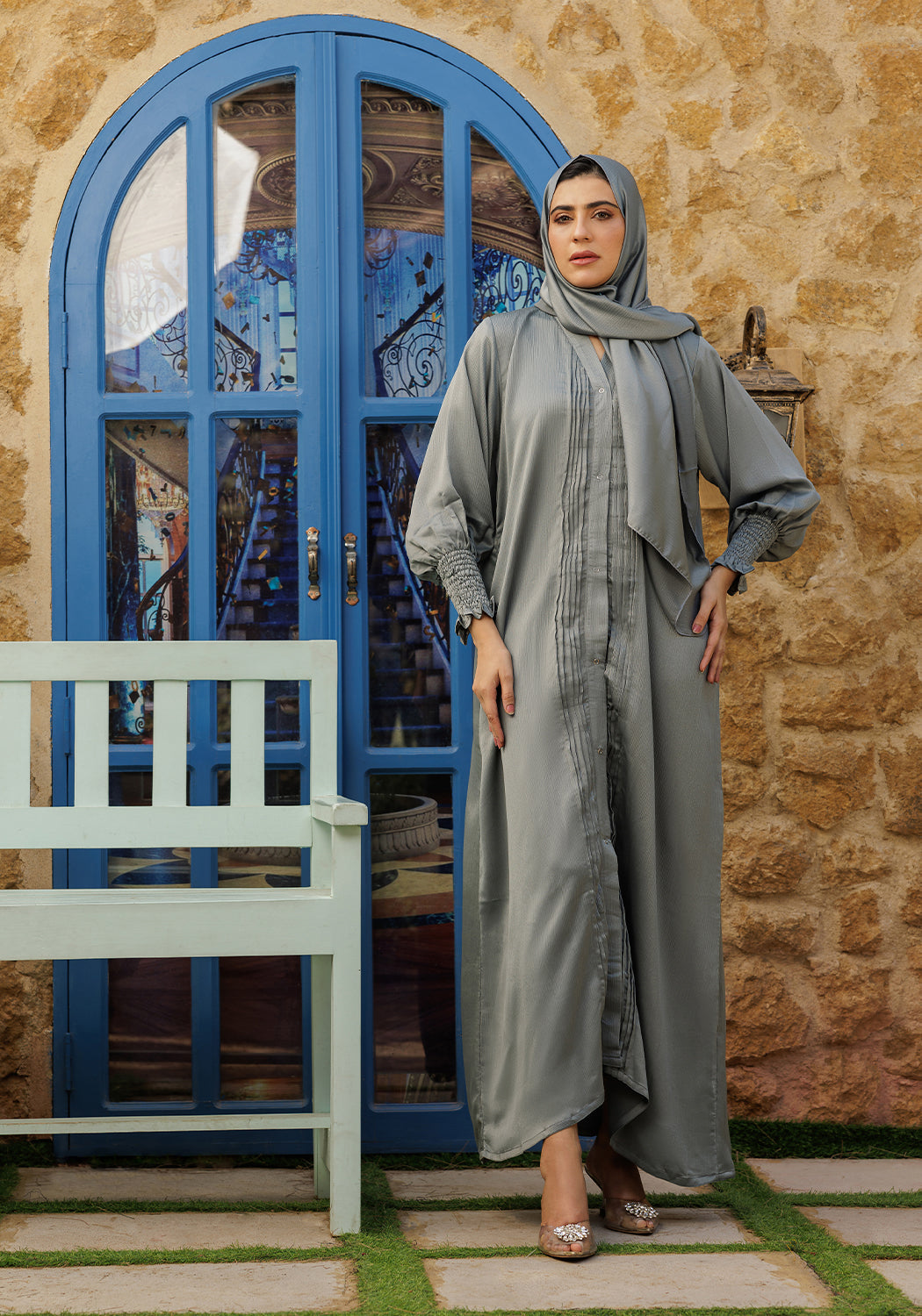 Hijabi.Pk Glacier Sky Abaya - Skyline