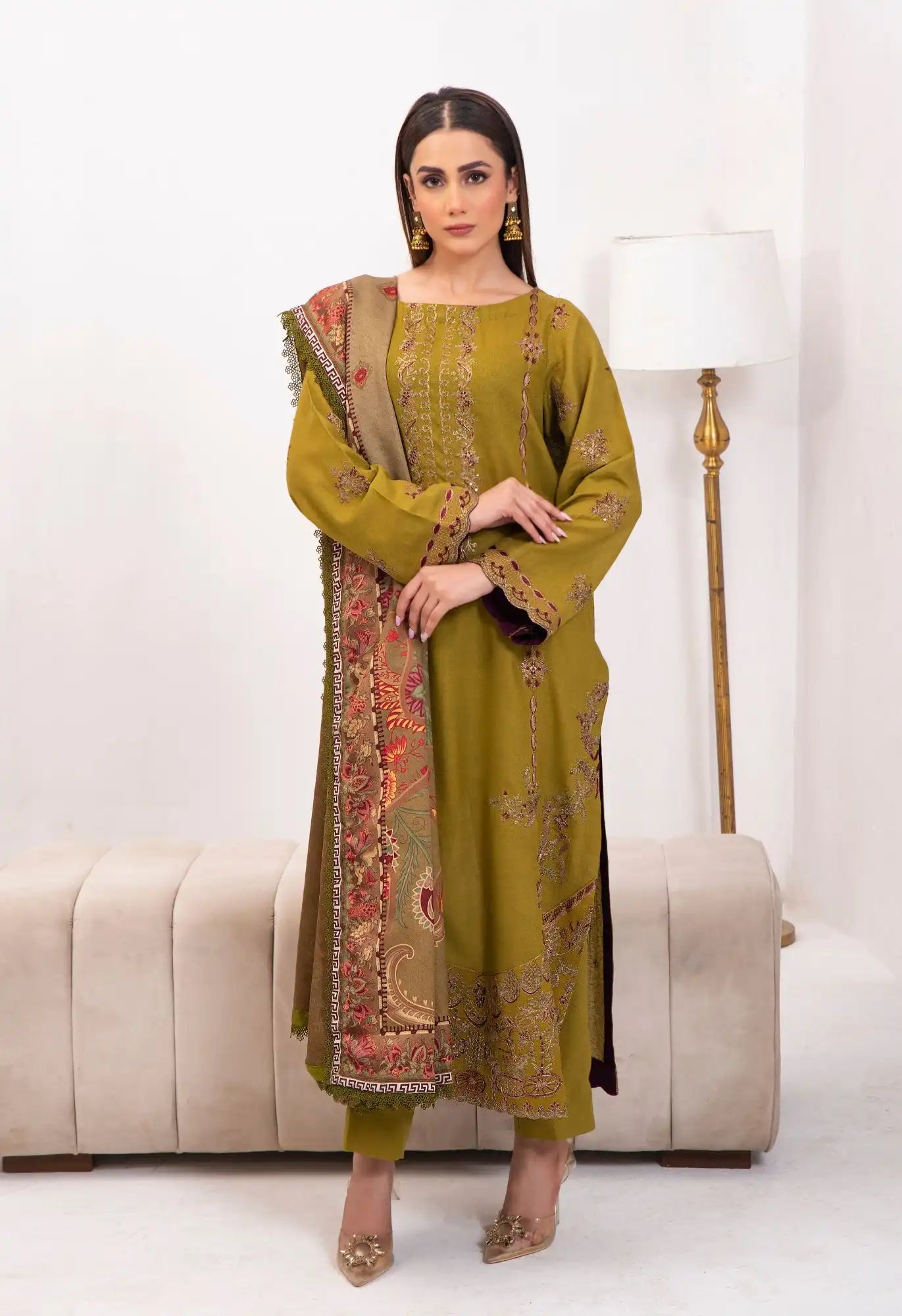 Dilkash By Inara Stitched 3 Piece Winter Suit-OLIVIA DR-02