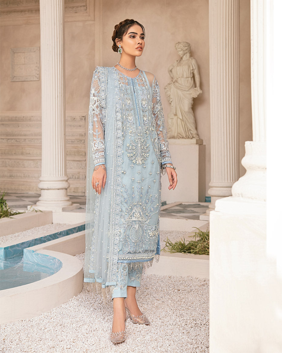 Mirabella By Gulaal Unstitched 3 Piece Eid Suit-Wisteria Embroidered Net 4-piece Suit MG-01