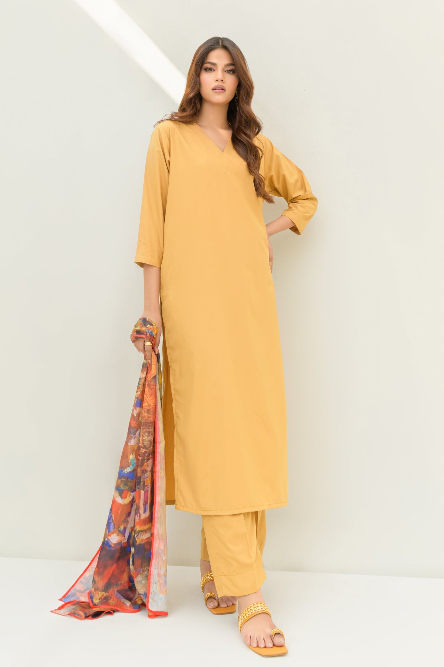 Kesori By Suitsu Stitched Co Ords Collection-Summer Gold-2 Piece Set