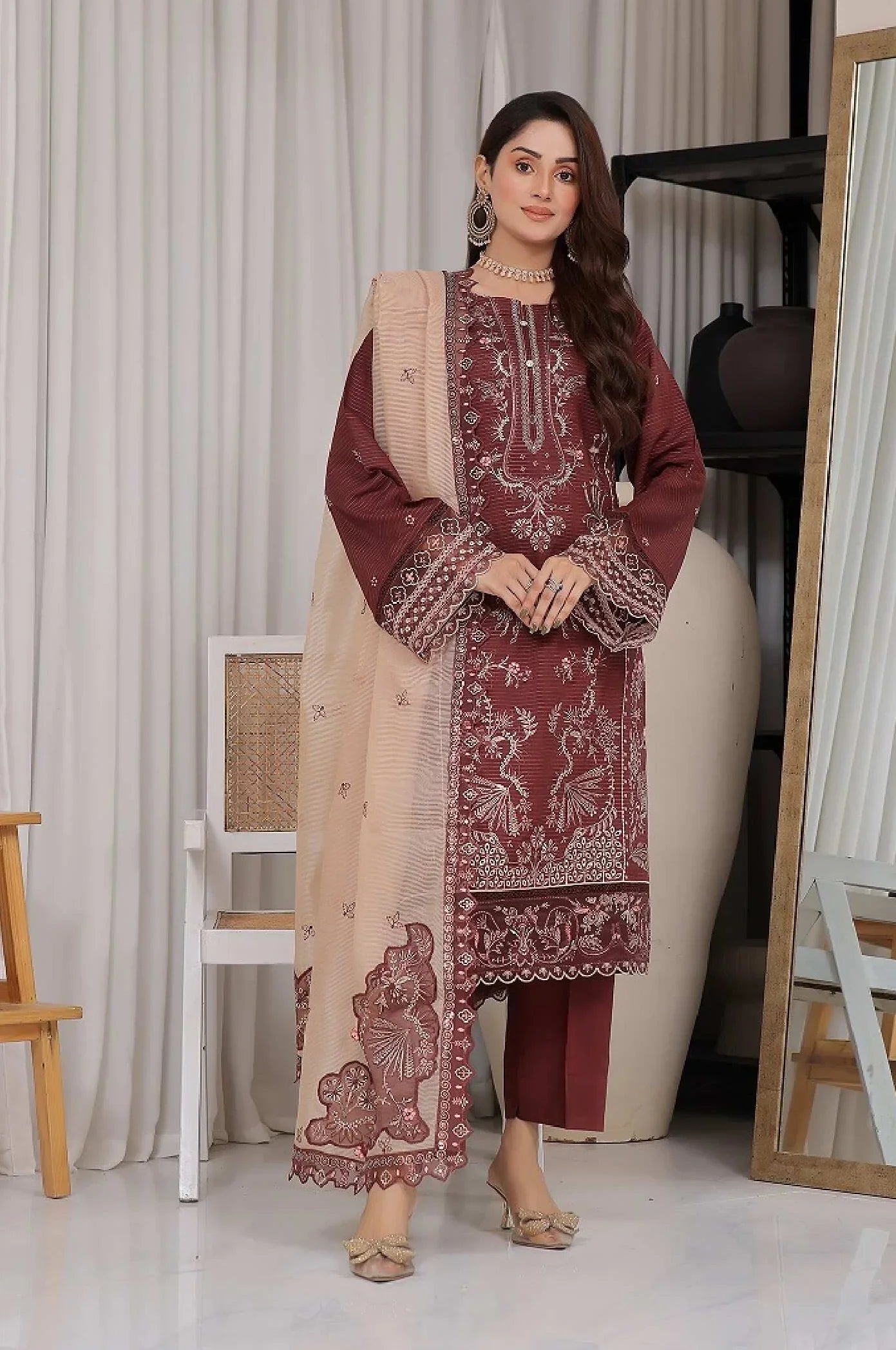 Dressline Un Stitched 3 Pcs Premium ChikankariEmb Viscose Zari Collection