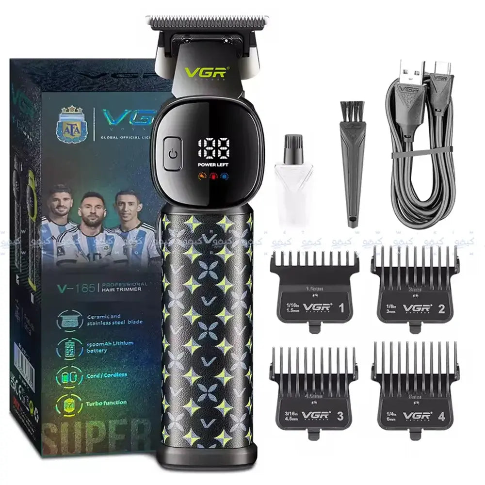 VGR-V-185 Hair Cutting Machine Cordless Led Display Hair Clippers Man Professional 0mm Trimmer