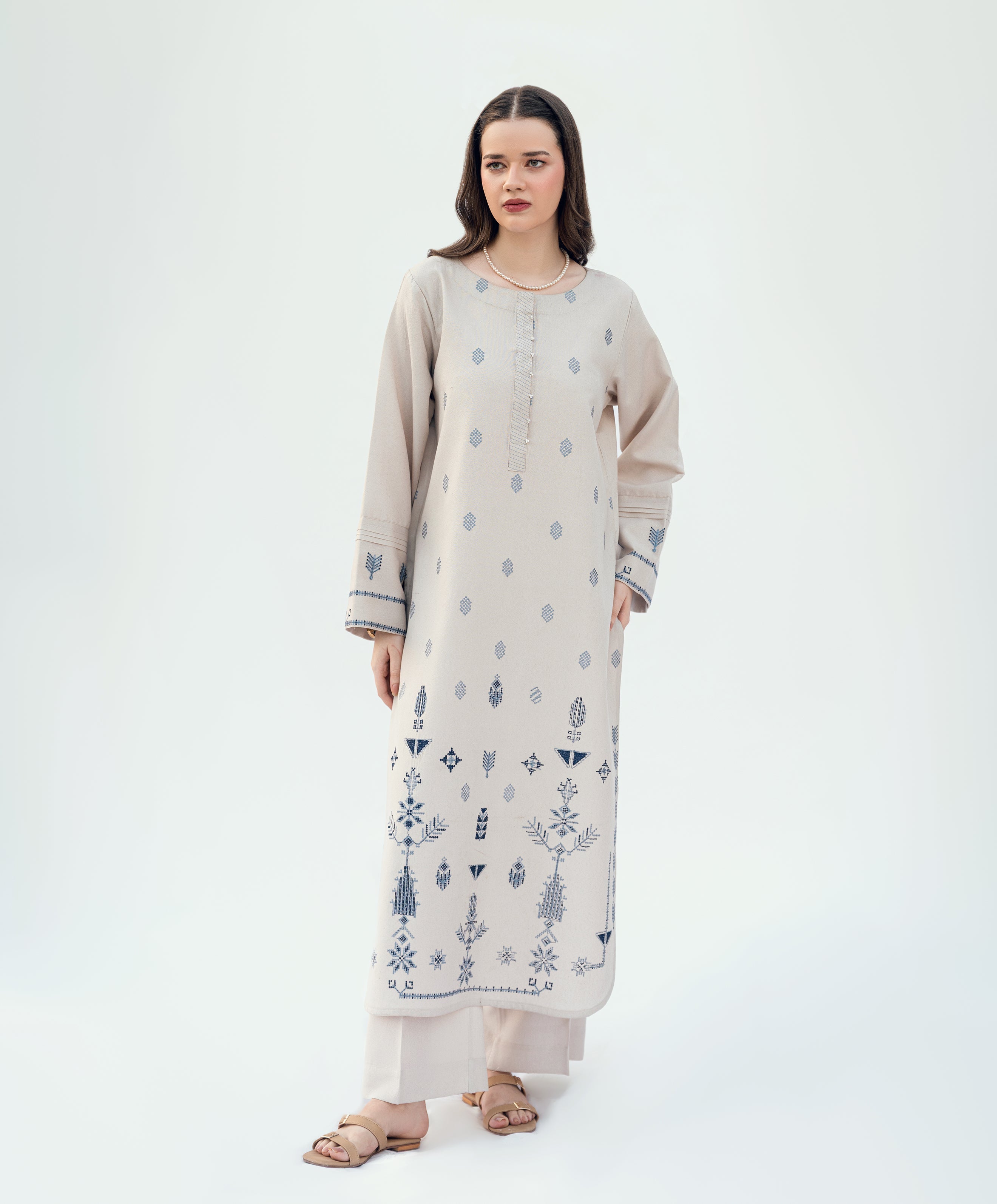 Winter Tales By Kaanthaa Stitched 2 Piece Winter Suit-Ice Petal | 2 pc Stitched