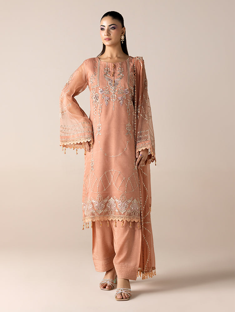 AURAPRET By Zebtan Stitched 3 Piece Luxury Formals Suit-Aurapret-04 | 3 Piece Embroidered Organza Suit