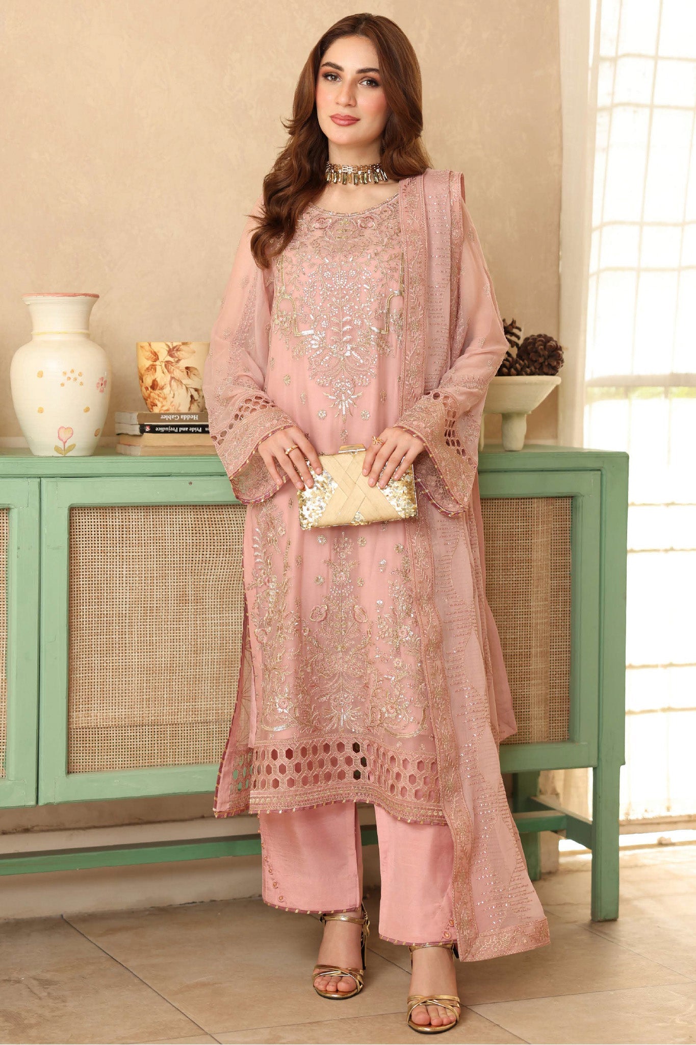 Sonehri by Ramsha Unstitched 3 Piece Chiffon Vol-02 Suit-BB-201