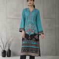 Serena by Madiha Gohar Stitched Summer Suit-Turquoise Blossom - Shirt