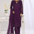 Khombi Stitched 3 Piece Casual Pret Cotton Suit-Fusion-205 Purple