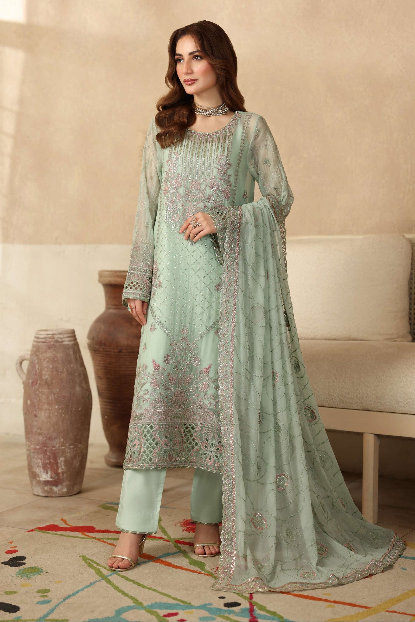 Sonehri by Ramsha Unstitched 3 Piece Chiffon Vol-02 Suit-BB-205