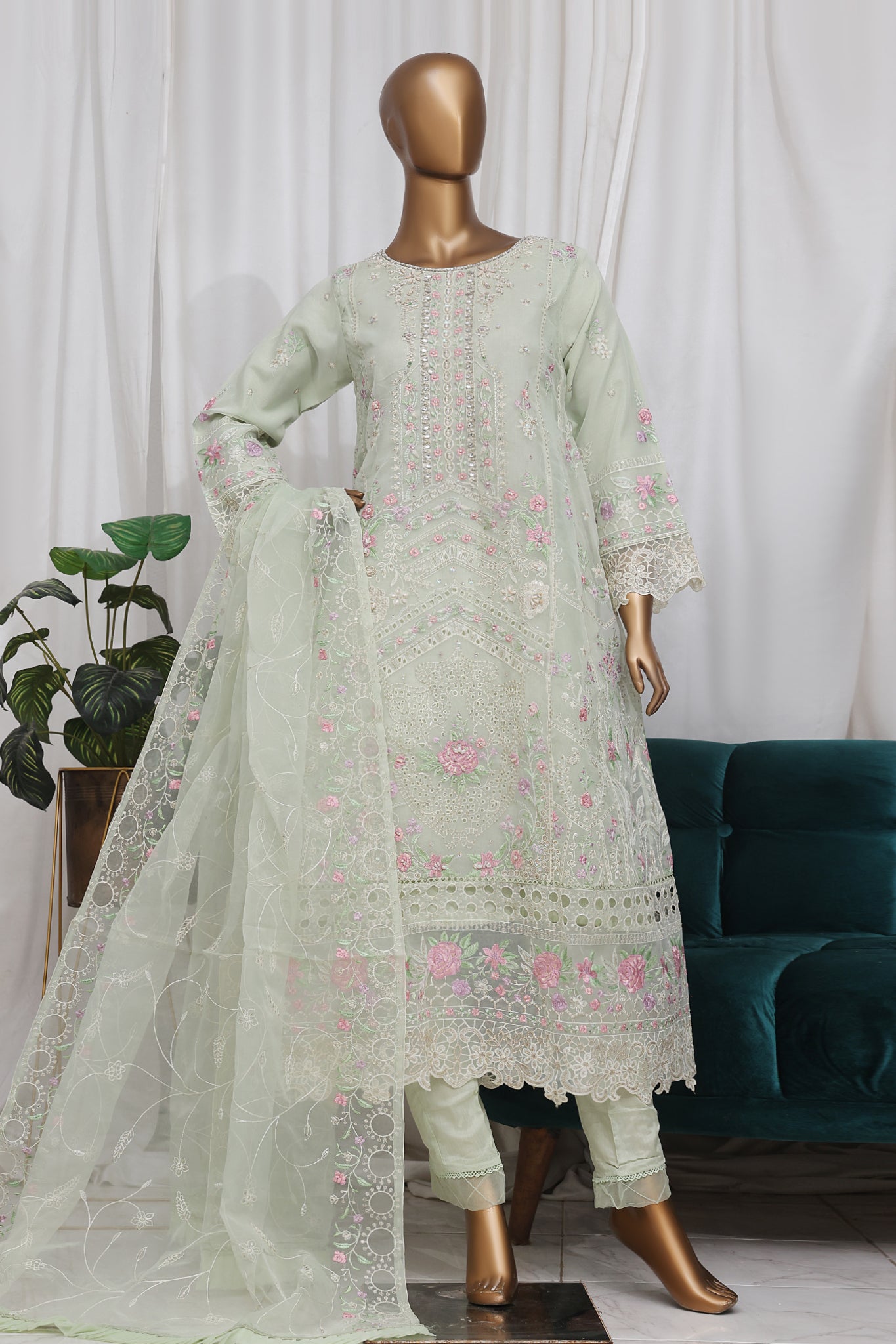 Bin Saeed Stitched 3 Piece Luxury Emb Frock Collection'2025-RTS-2298-Pista