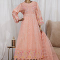 Bin Saeed Stitched 3 Piece Luxury Emb Frock Collection'2025-STS-2299-Peach