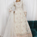 Bin Saeed Stitched 3 Piece Luxury Emb Frock Collection'2025-ZEF-2300-White