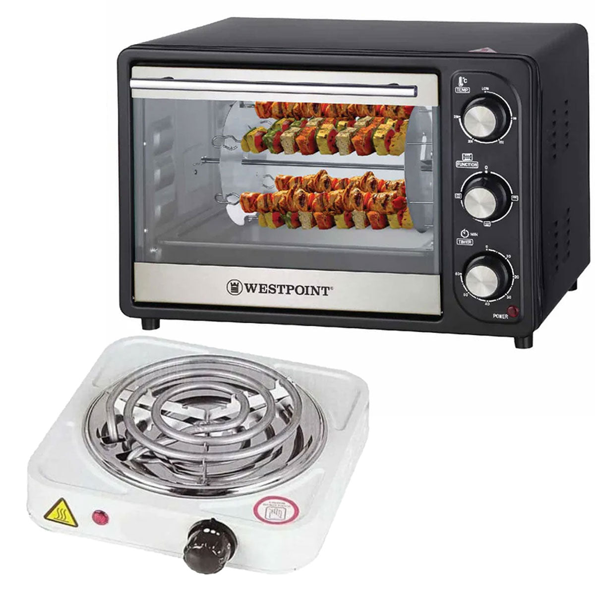 Westpoint Rotisserie Oven with Kebab Grill WF-2310RK - 24 Litres + Electric Stove/Hot Plate - Snapcart.pk